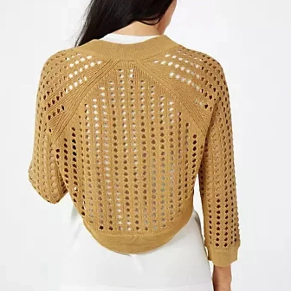 WynneLayers Mesh Shrug Burnt Orange - Picture 3 of 4